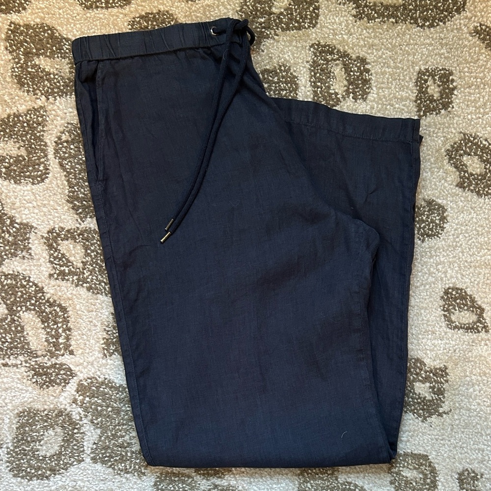 James Perse Wideleg Lightweight Linen Pant in Blue Oil